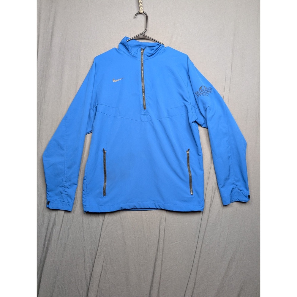 Nike Men's Blue Windbreaker-Zippered Side Pockets-Size Small